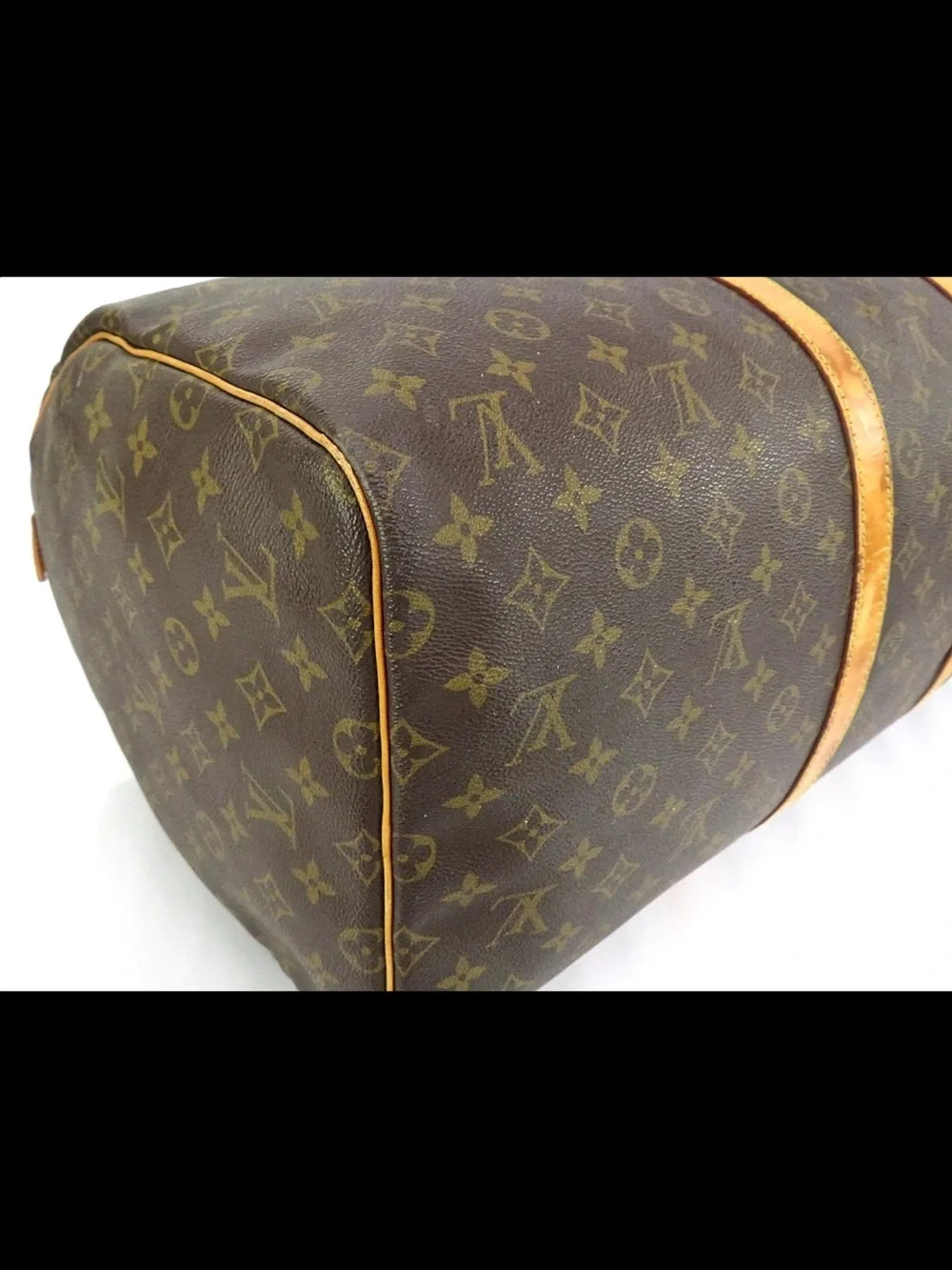 Louis Vuitton Brown Monogram Duffel Bag with Tan Trim